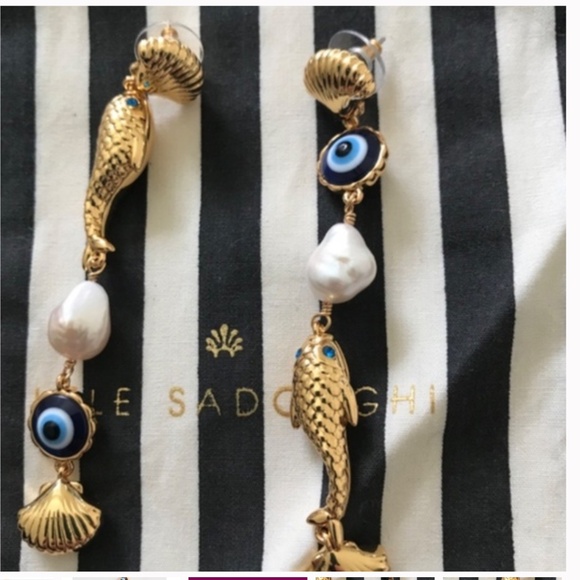 Nwit Lele Sadoughi fish Pearl earrings - Picture 3 of 6